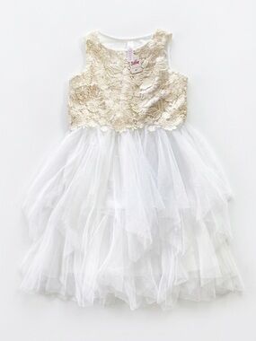 NWT Justice White Floral Lace Tulle Tiered Princess Ethereal Dress Girls 14